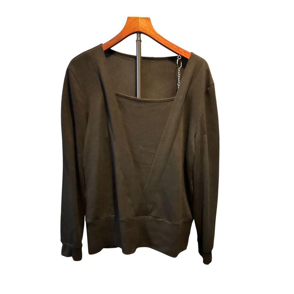 SHEIN Womens Black Layered Faux Two Piece Long Sleeve Top Size XL 12 Minimalist